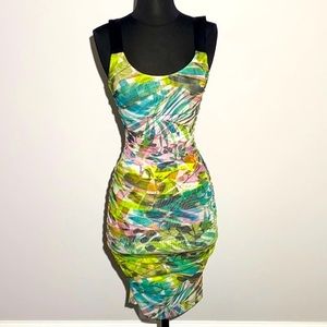 Marciano Floral Print Ruched Dress Size S